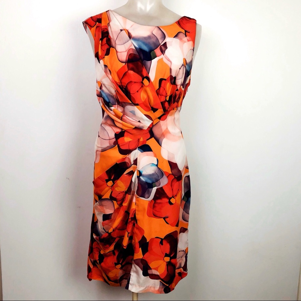 Anthropology Eva Franco Orange Floral Sheath Dress